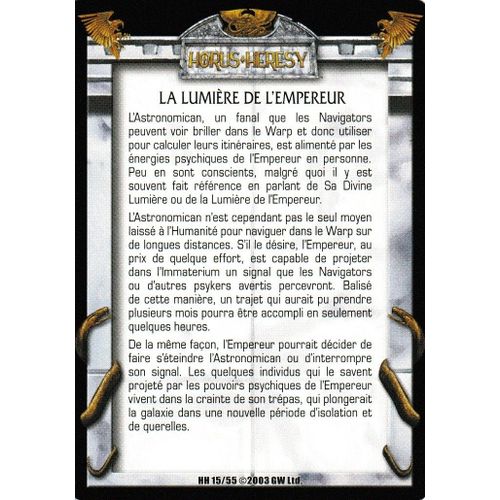 Carte Horus Heresy Ccg - La Lumiere De L'empereur - 15/55