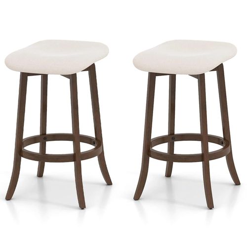 Costway Lot De 2 Tabourets De Bar Pivotants, Hauteur De 74 Cm, Siège Rembourrée, Cadre En Bois Massif Avec Repose-Pieds