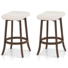 Costway Lot De 2 Tabourets De Bar Pivotants, Hauteur De 74 Cm, Siège Rembourrée, Cadre En Bois Massif Avec Repose-Pieds