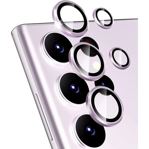 Protection D'objectif D'appareil Photo, Protection D'écran Pour Samsung Galaxy S23 Ultra 6,8'' Verre Trempé 9h Alliage D'aluminium Anneau Individuel Hd Transparent Protection Sans Bulles (Violet)