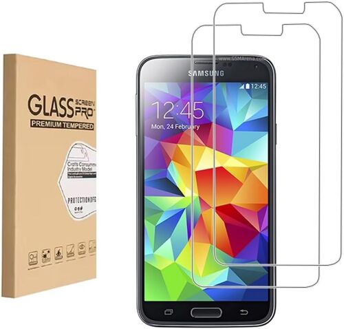 [2 PIÈCES] FILM DE PROTECTION D'ÉCRAN EN VERRE TREMPÉ, CONÇU POUR SAMSUNG GALAXY S5, VERRE TREMPÉ/ANTI-RAYURES/UNIQUEMENT POUR LA ZONE D'AFFICHAGE