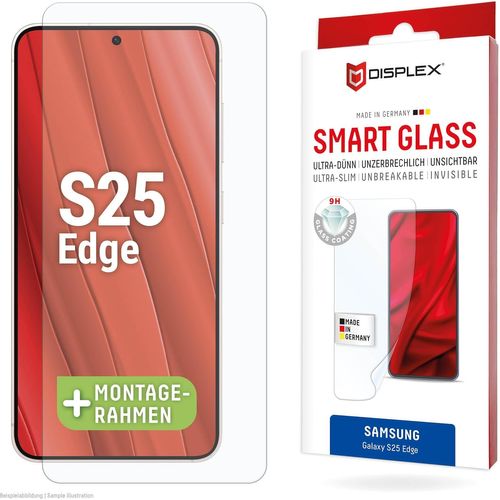 VERRE DE PROTECTION POUR SAMSUNG GALAXY S25 EDGE AVEC CADRE DE MONTAGE ÉCOLOGIQUE, VERRE TREMPÉ, FILM DE PROTECTION RÉSISTANT AUX RAYURES, COMPATIBLE AVEC LES COQUES (SMART GLASS ULTRA SLIM)