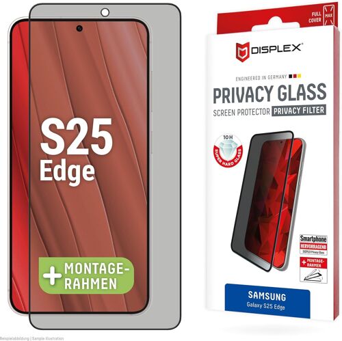 VERRE DE PROTECTION POUR SAMSUNG GALAXY S25 EDGE AVEC CADRE DE MONTAGE ÉCOLOGIQUE, VERRE TREMPÉ, FILM DE PROTECTION RÉSISTANT AUX RAYURES, COMPATIBLE AVEC LES COQUES (REAL GLASS PRIVACY)