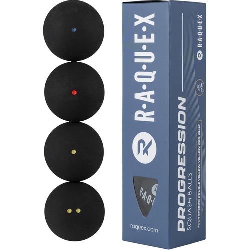 Asfasfq-Balles De Squash Progression ¿ 4 Balles Mixtes¿ 4 Vitesses Par Boîte ¿ Point Rouge, Point Bleu, Point Jaune, Double Point Jaune De Compétition. Approuvée Par La Fédération Mondiale De Squash