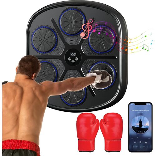 Asfasfq-Led Machine De Boxe Musicale, Domicile Électronique Cible Intelligente Bluetooth Musique Équipement, Dentraînement, Murale Hauteur D'installation Réglable, Avec Gants, Adultes Et Enfants