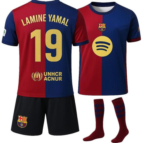 Asfasfq-Yamal #19 Ensemble Maillot, Short Et Chaussettes De Football Pour Enfant, Style Domicile Barça 2024/25, Pour Les Fans De Yamal, Tailles 128 À 176