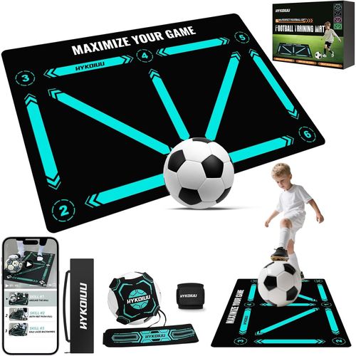 Asfasfq-Tapis Foot Entrainement Avec Kick Entraîneur 90x60cm Tapis Entrainement Football Accessoire ¿ Pas De Football & Contrôle Du Ballon, Dribble Football ¿ Tapis D¿Entraînement Pour Cadeau Footbal