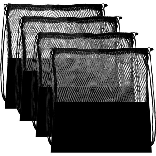 Acdsgd-4 Pcs Mesh Cordon Sac Bande Réglable Sac À Dos Sport Gym Net Corde Sac Plongée Marchandises Stockage Organisateur Suppalémentaire Pour Natation Plage (Noir)
