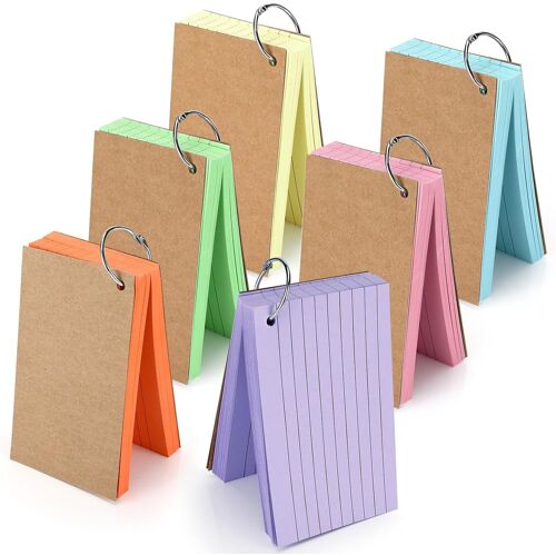 Jexnovashop-Flash Cards 600 Pièces A7 6 Couleurs Fiche De Revision Cartes Index Fiche De Revision Cartes,Fiches Doublées Cartes Pour École Bureau Maison Étude