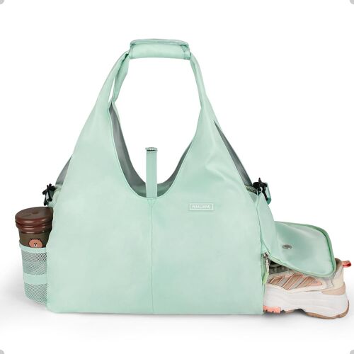 Acdsgd-Sac De Sport Pour Femme - 25 L - Grand Sac De Voyage Avec Compartiment À Chaussures - Sac De Transport Pour Tapis De Yoga - De Natation Pour Gym, Yoga, Sauna, Shopping - Vert, L