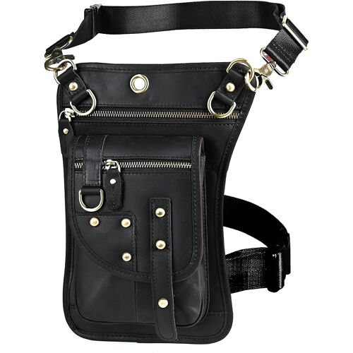 acdsgd-Le'Aokuu Sacs pour Hommes Messager Bandoulière en Cuir Véritable Sac Sports Randonnée