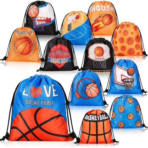 Acdsgd-Lot De 12 Sacs De Basket-Ball Avec Cordon De Serrage, 12 Styles De Sacs À Dos De Sport, Sacs Cadeaux De Basket-Ball, Sacs Cadeaux De Basket-Ball, Sacs De Basket-Ball Avec Cordon De Serrage