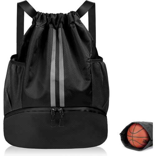 Sacs De Sport Avec Cordon De Serrage,Sac De Football Imperméable En Polyéthylène Pour Garçons,Noir ,Taille Unique