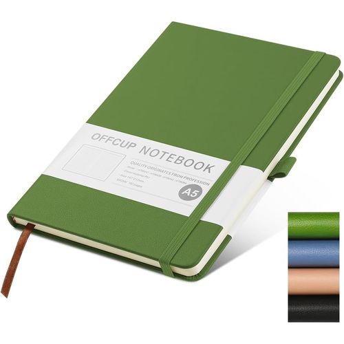 TIANYI-Carnet de Note (A5), Carnet A5 Ligné Cahier Épaissi 192 Pages avec Élastique, Couverture Rigide Verte, Carnet de Voyage Adulte Bloc-Notes pour Écriture, Planification, Agenda
