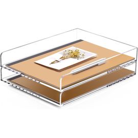 Asfasfq-Corbeille À Courrier Empilable En Acrylique - 2 Niveaux - Transparent