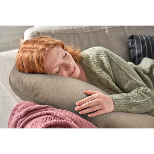 KALANKA-Bamboo lune avec housse en viscose de bambou et coton bio, coussin d'allaitement, coussin de soutien abdominal, coussin de voyage, mélangé gris moyen