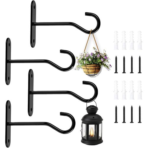 Nouvelhorizonstore-Lot De 4 Supports Pour Jardinière, Suspension Intérieure, Support De Plantes En Métal, Crochets De Suspension Pour Plantes, Mangeoires, Carillons, Appliques Murales, Lanternes