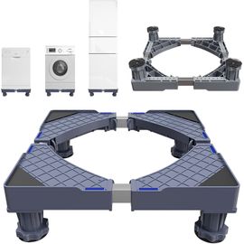 Support Machine A Laver Seche Linge & Réfrigérateur,Rehausseur Lave Linge Et Machine A Laver Réglable,Socle Antivibration Jusqu'À 120Kg