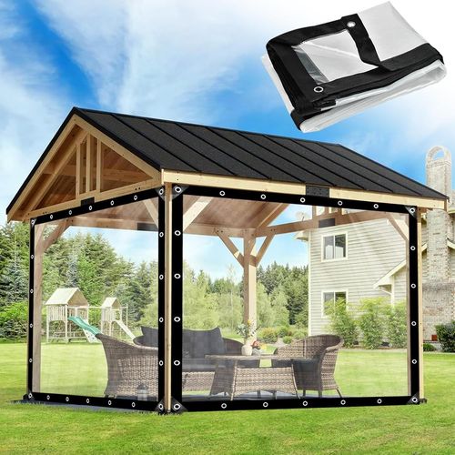 Spwa-Bâche Transparente Avec Oeillets, Bâche Couverture Pour L'extérieur Résistante À La Pluie Bache De Protection Pour Meubles De Jardin, Terrasse, Pergola (Transparente, 2x3m)