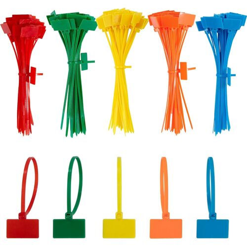 MEVRONISSHOP-250 Pièces Attache Cable Colorées 150mm x 3 mm Collier de Serrage Plastique Serre Câbles Etiquette Organiser pour Marquer Cable Management Jardinage