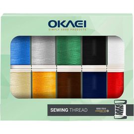 TIANYI-OKAEI Lot de 10 fils à coudre en polyester colorés, pour machine à coudre, surjeteuse, kit de couture, fil à coudre, fil à broder dans des couleurs vives, 100 m.