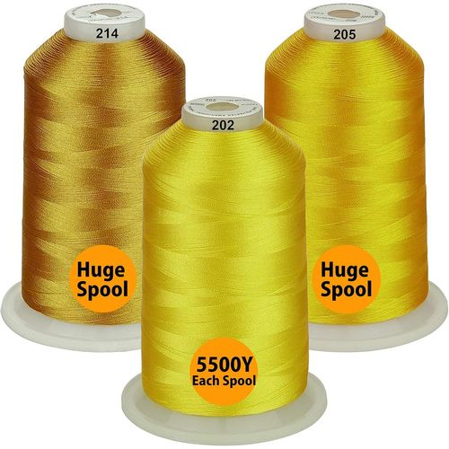 TIANYI-- 33 sélections \u2013 Lot de 33 bobines de fil en polyester pour machine à broder 5500Y pour toutes les machines à coudre \u2013 3 jaunes différents