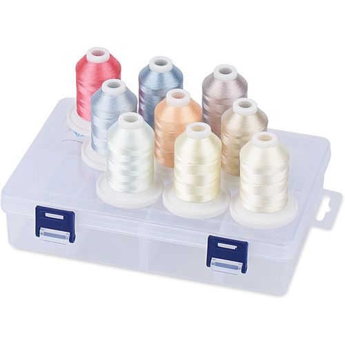 TIANYI-Fil à broder avec boîte de rangement \u2013 12 options \u2013 800 m/bobines, 9 couleurs pastel pour machine à broder et à coudre