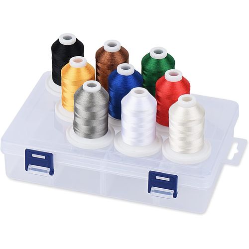 TIANYI-Fil à broder avec boîte de rangement \u2013 12 options \u2013 800 m/bobines, 9 couleurs standard pour machine à broder et à coudre