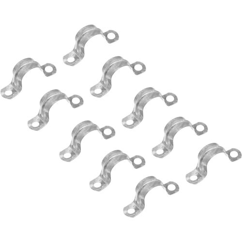 KALANKA-24pcs Collier de Serrage 16mm Deux Trou Sangle U Console Plaqué Zinc Acier Tension Tube Clip Tuyau Pince Rigide Réparation