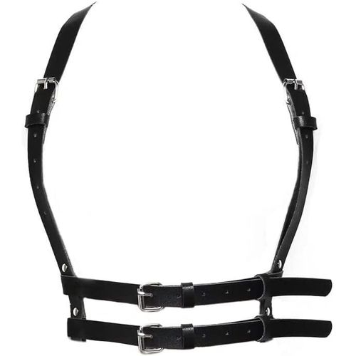 Tianyi-Punk Taille Harnais Ceinture En Cuir Corps Poitrine Chaîne Noir Goth Gilet Ceinture Réglable Bijoux De Corps Pour Femmes Filles Cosplay Party Rave Halloween Costume