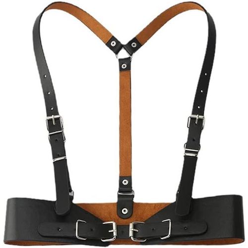 Tianyi-Punk Taille Harnais Ceinture En Cuir Corps Poitrine Chaîne Noir Goth Gilet Ceinture Réglable Bijoux De Corps Pour Femmes Filles Cosplay Party Rave Halloween Costume