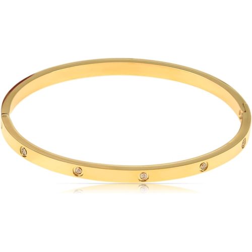 Tianyi-Bracelet En Acier Inoxydable Doré Martelé - Cadeau Pour Femme - Taille Réglable