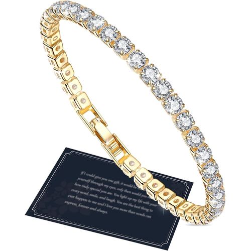 Tianyi-J.Fée Tennis Bracelet,Silver Bracelet For Women,4mm Tennis Crystal Bracelet,Silver-Plated Bracelet,Silver Women Bracelet,Friend Bracelet,Gifts For Her,6.5/6.9/7.3/7.7 In,Silver,Gold,Rose Gold