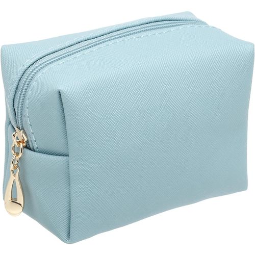 Mini Trousses De Maquillage, Trousse De Toilette De Voyage Étanche En Polyuréthane, Trousse De Maquillage Portable, Jolie Trousse De Maquillage Avec Fermeture Éclair, Bleu Poudré
