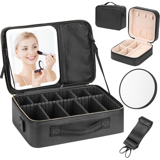 Mallette De Maquillage Roulante Professionnelle Biniliubi - Taille 38x29x42 Cm, Roues, Tiroirs, Compartiments - 2
