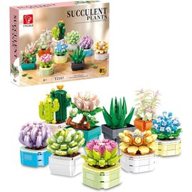 Ensemble De 9 En 1 De Petites Fleurs Et Plantes Succulentes Artificielles¿Jouet De Construction Botanique, Décoration De Bureau Et De Maison, Cadeau Pour Adultes Et Enfants De Ans (832 Pièces)