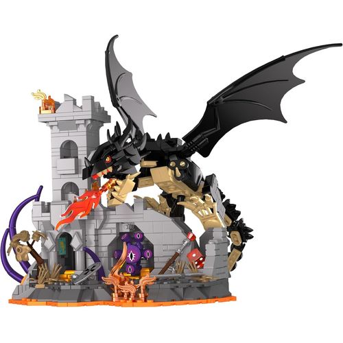 Ensemble De Construction Dragonfire Castle, Maquette De Forteresse Médiévale, Ensemble De Blocs De Construction Fire Dragon Pour Adultes Et Enfants, Décoration Pour Le Bureau À Domicile (919 Pièces)