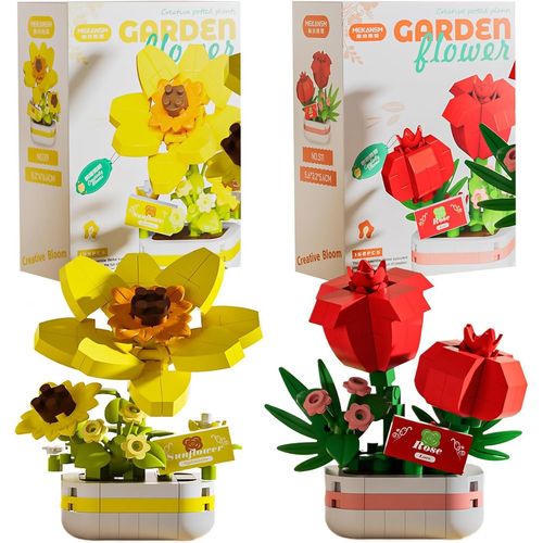 2 Pièces Fleurs Artificielles Pour La Construction, Bouquet De Fleurs Kit De Construction Building Blocks, Collection Botanique, Pour La Décoration De La Maison Et Le Cadeau