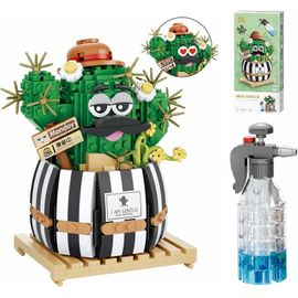 Mini Usine De Bonsai Ensemble De Blocs De Construction,Collection Botanique Succulente De Fleurs De Particules De Simulation Jeu De Briques De Construction,Décoration De Maison (Cactus)