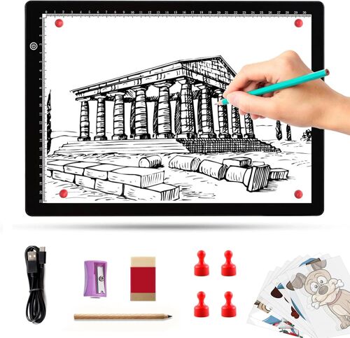 JEXNOVASHOP-Table lumineuse A4, plaque lumineuse magnétique ultra fine, câble d'alimentation USB de type C, luminosité en continu à intensité variable pour dessin, peinture diamant, tatouage, radiogr