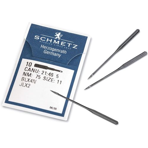 SJZG-| 10 Aiguilles Pour Machines À Coudre | Overlock | Blx4N / Jlx2 | Grosseur 75/11 | Attention: Pointe D'Aiguille Plus Courte Et Piston Plus Long De 2 Mm Que La Surjeteuse Elx705