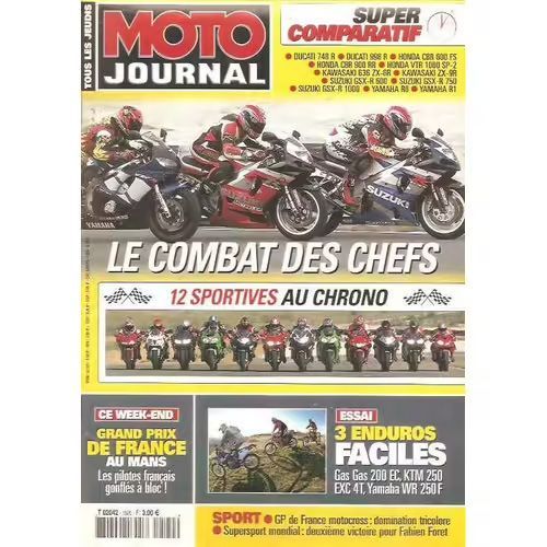Moto Journal 1520 De 2002 Yamaha R6,Suzuki Gsxr600,Kawasaki Zx6r,Gsxr750,Gsxr1000,Gas Gas Ec200,Ktm Exc250 Racing,Yamaha Wr250f