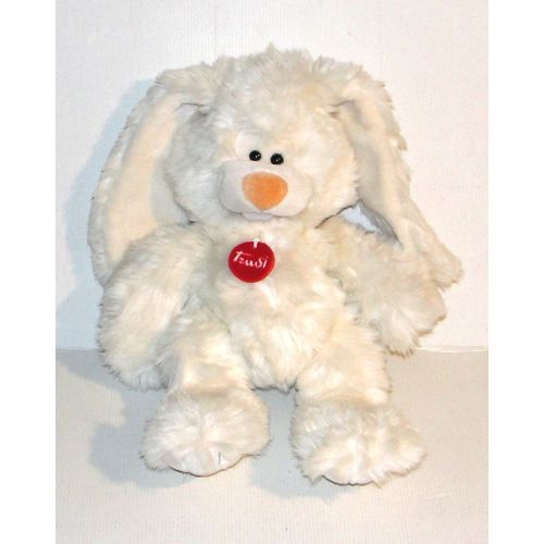 peluche lapin blanc trudi 42 cm - doudou lapin poils longs