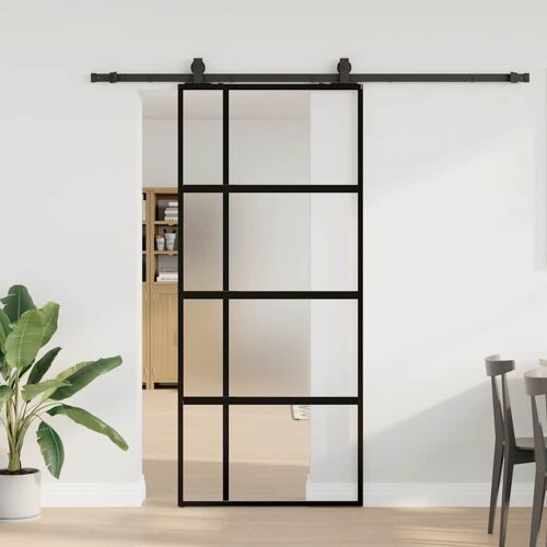 vidaXL Porte coulissante avec kit de quincaillerie noir 90x205 cm