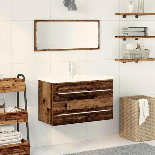 Vidaxl Meuble De Lavabo De Salle De Bain Bois Ancien 80 X 38.5 X 48 Cm