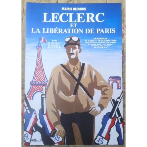 Affiche Bernard Villemot Format 59.2x40 Leclerc La Libération De Paris 1984 Très Rare