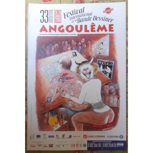 Affiche Format 60x40 Festival Bd Angouleme 2006 Wolinski Très Rare