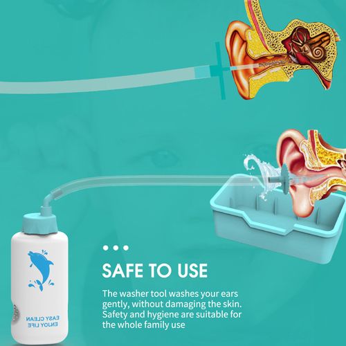 Bouteille De Lave-Oreille Avec BoîTe De Rangement, Embout Flexible, Kit De Nettoyage Des Oreilles Avec Bassin Pour Adultes Et Enfants, Kit D'irrigation Des Oreilles, Kit D'outils Pour Enlever Le CéRumen 