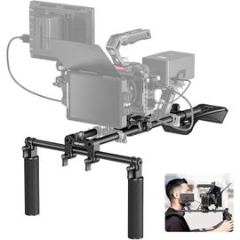 NEEWER Support vidéo d'épaule avec caméscope Arca à dégagement Rapide, Double poignées tiges de 15mm (16"/40cm), stabilisateur vidéo de réalisation Compatible avec SmallRig Follow Focus, SR007