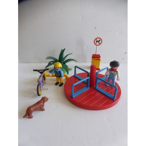 Playmobil Vintage Parc Aire De Jeux Avec Tourniquet, 2 Enfants, 1 Vélo Et 1 Chien